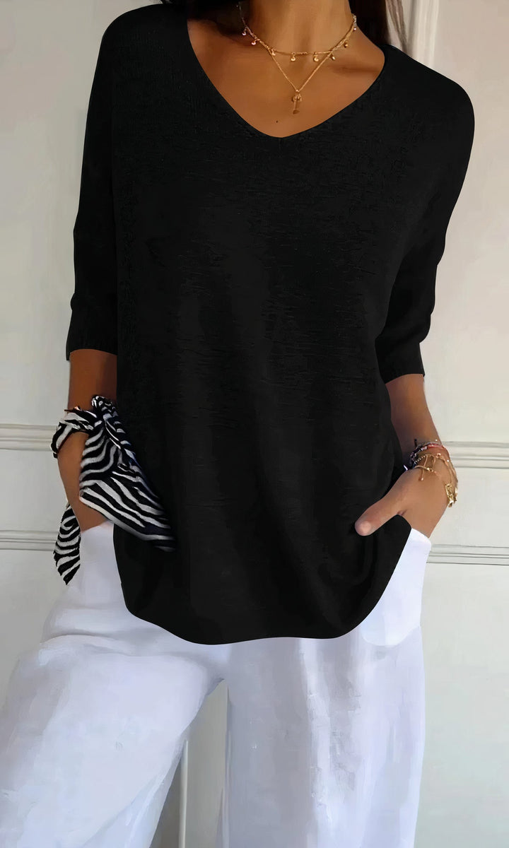 Drune | Casual Gestrickter V-Ausschnitt Top