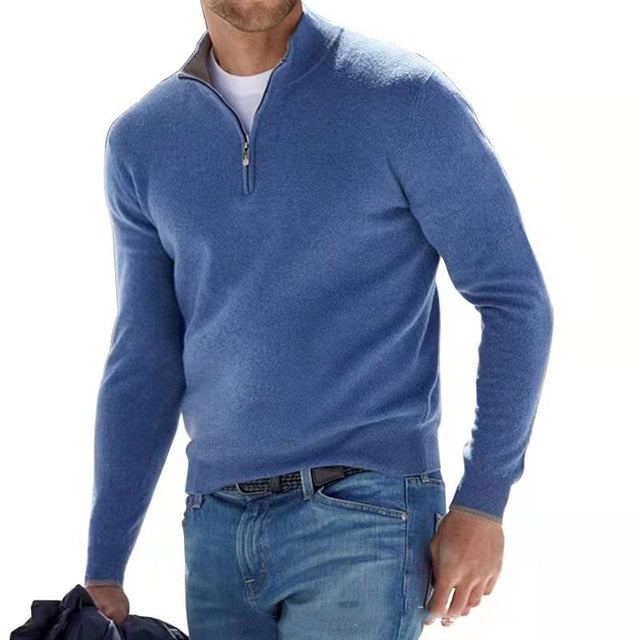 Drune | V-Ausschnitt Pullover - Herren Sweatshirt mit Reißverschluss