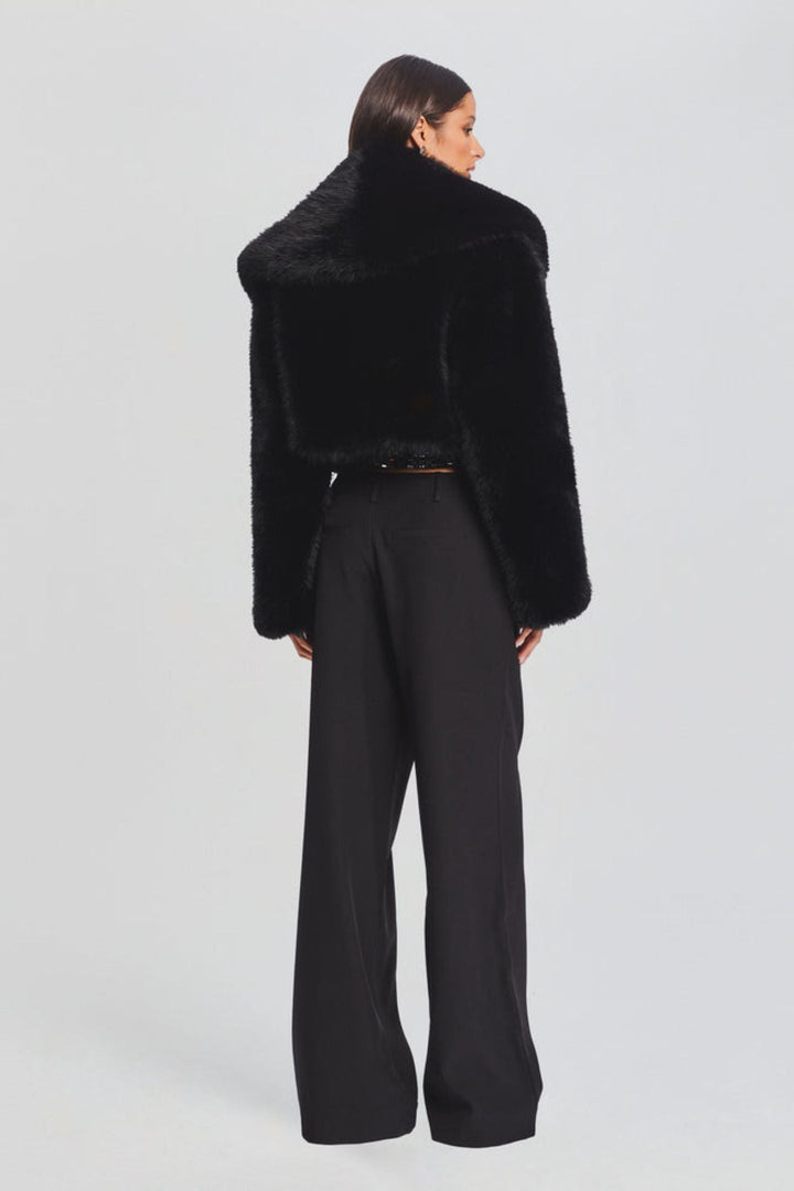 Drune | Gekürzte Schal-Kragen Kunstpelzjacke