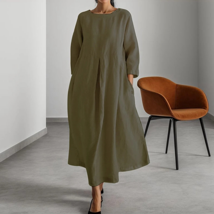 Drune | Schlichtes Leinenkleid mit Rundhalsausschnitt