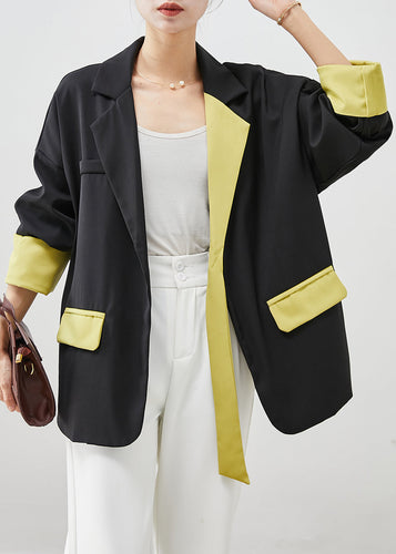 Drune | Schwarze asymmetrische Patchwork Spandex-Mäntel