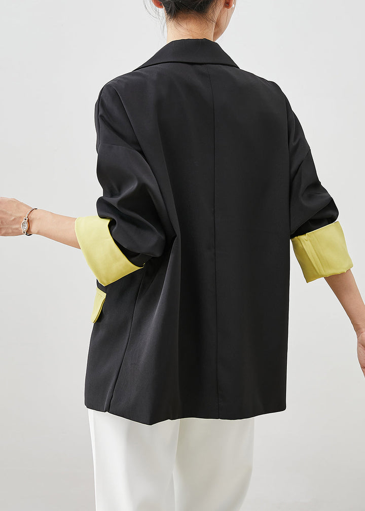 Drune | Schwarze asymmetrische Patchwork Spandex-Mäntel