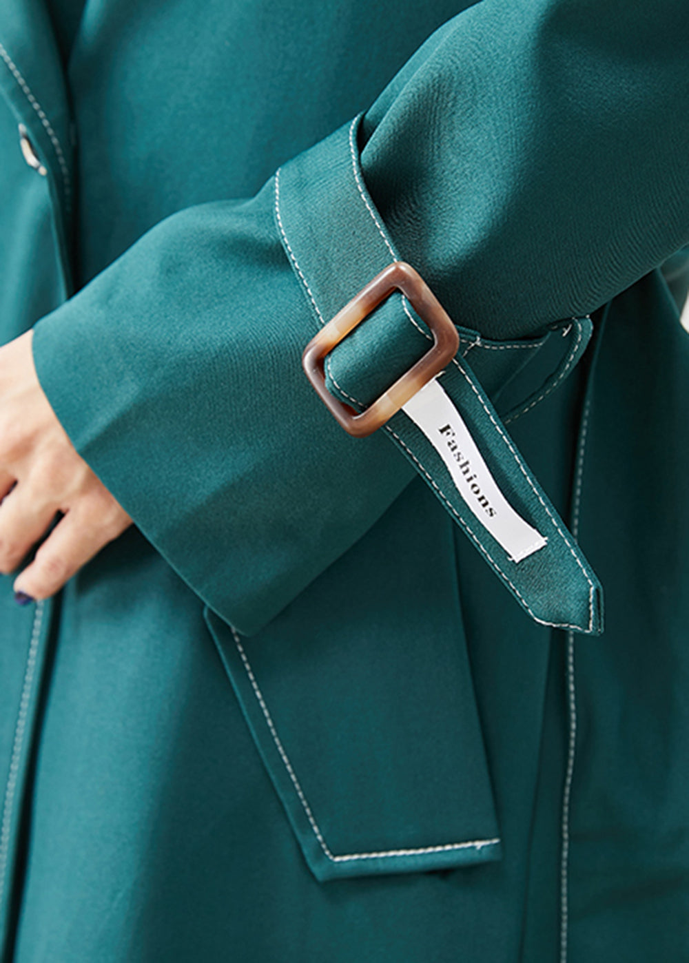 Drune | Blacksih Green Doppelreihige Taschen Baumwollmäntel