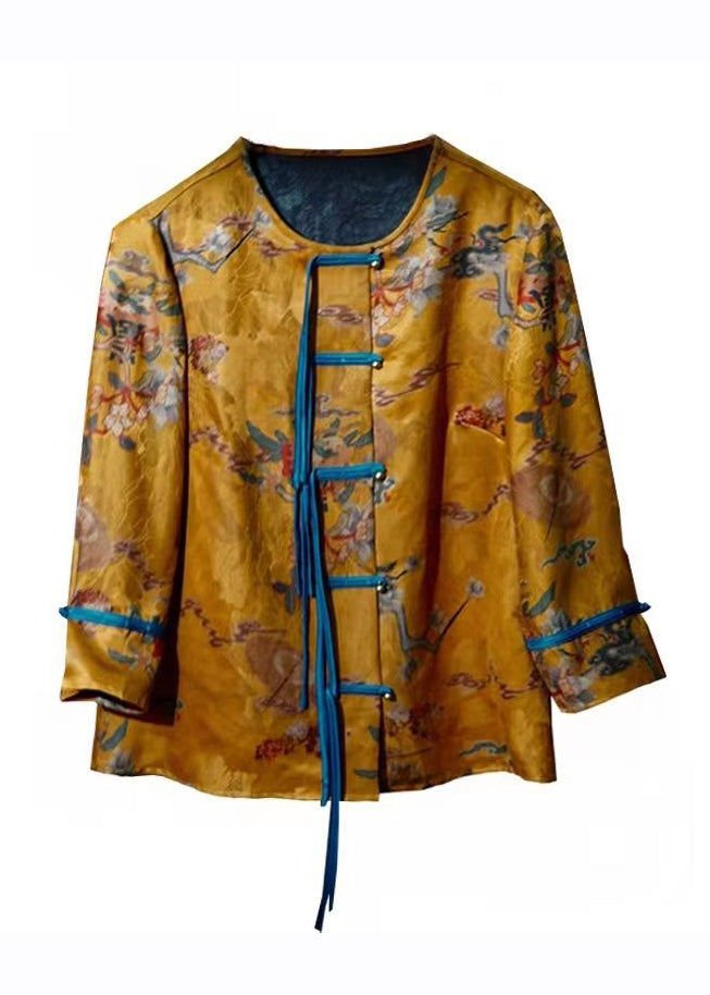 Drune | Gold Print Button Seidenmäntel Armstütze