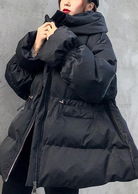 Drune | Locker sitzende Winterjacke mit Kordelzug Mäntel schwarz Kapuzen Damen Parka