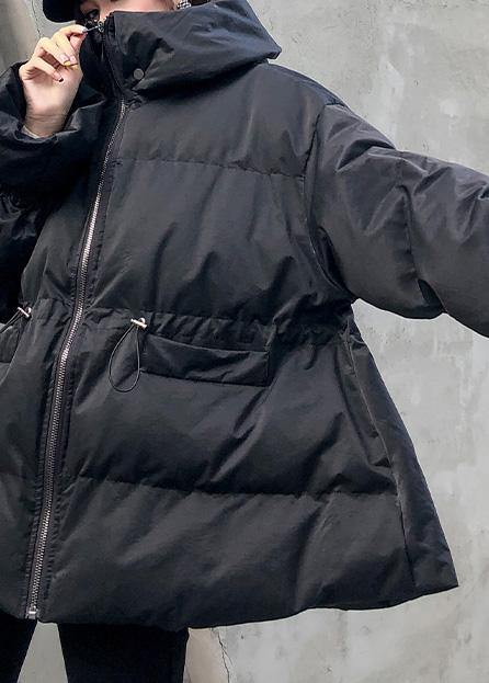 Drune | Locker sitzende Winterjacke mit Kordelzug Mäntel schwarz Kapuzen Damen Parka