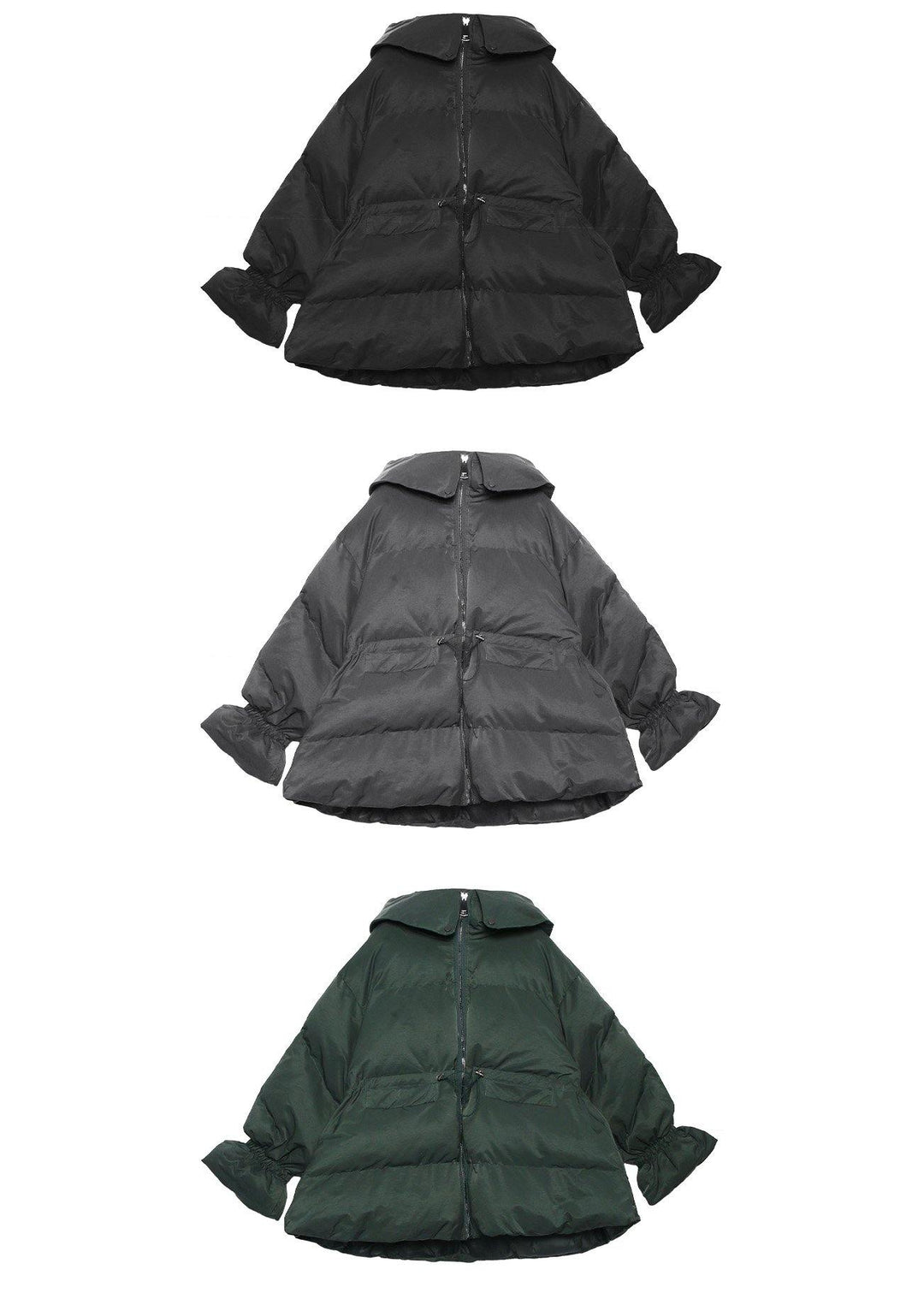 Drune | Locker sitzende Winterjacke mit Kordelzug Mäntel schwarz Kapuzen Damen Parka