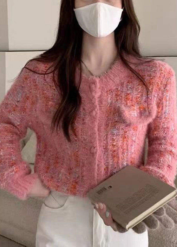 Drune | Lila O Hals Knopf Mink Haar Strickmäntel