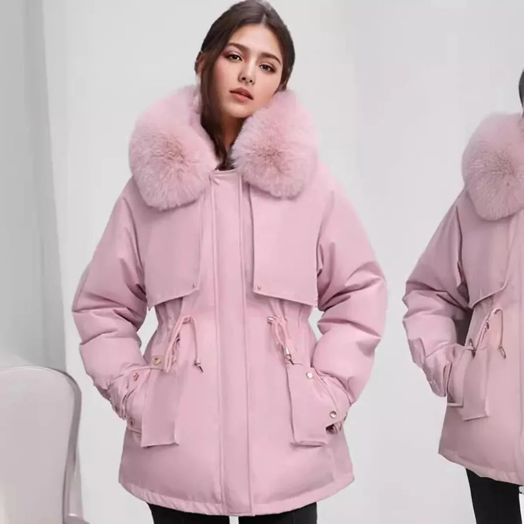 Drune | Eleganter Damenfellkragenmantel Für Herbst und Winter