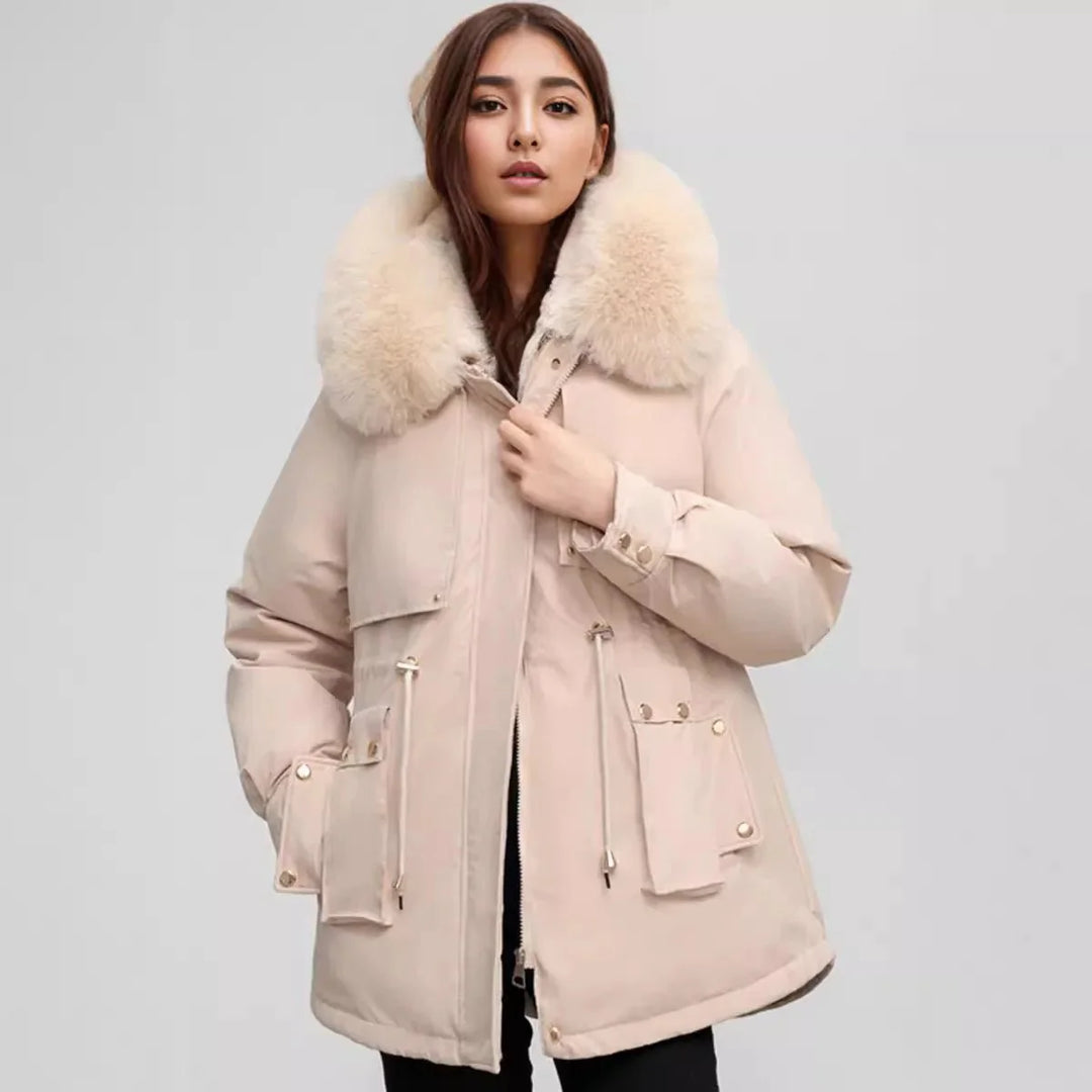 Drune | Eleganter Damenfellkragenmantel Für Herbst und Winter