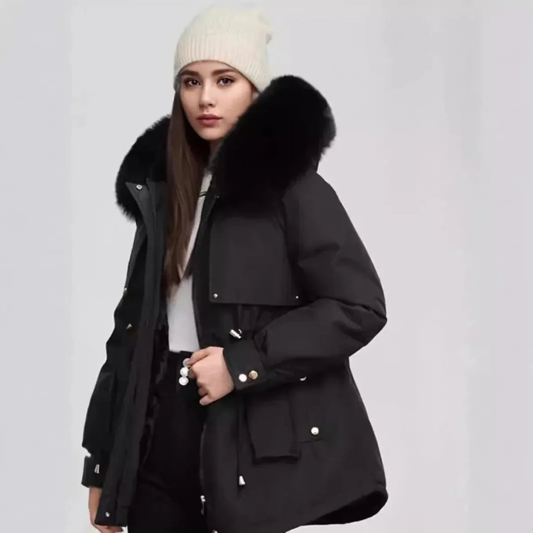 Drune | Eleganter Damenfellkragenmantel Für Herbst und Winter