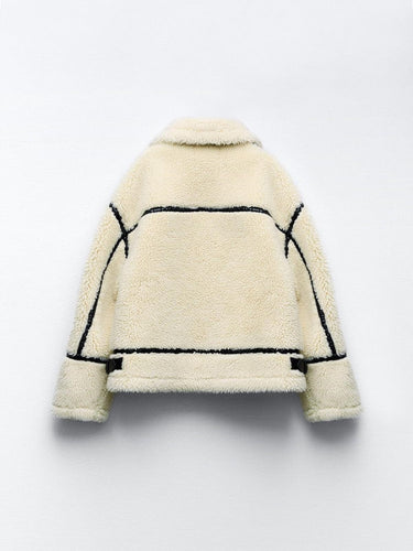 Drune | Elegante Damen Teddyjacke mit Langen Ärmeln und Dezenten Taschen