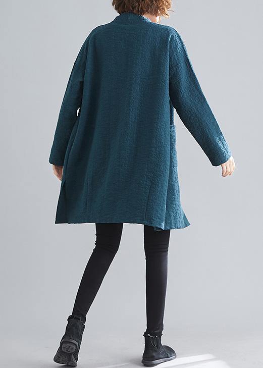 Drune | schwarzgrün Feine lässige Mäntel Frauen Arbeitsoutfits V-Ausschnitt Knopfmäntel