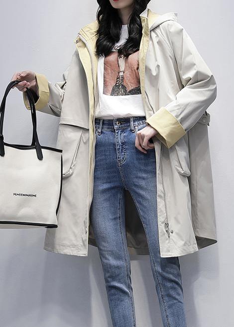 Drune | Kapuzenbuchstaben Mode Kleidung für Frauen beige oversized Mäntel