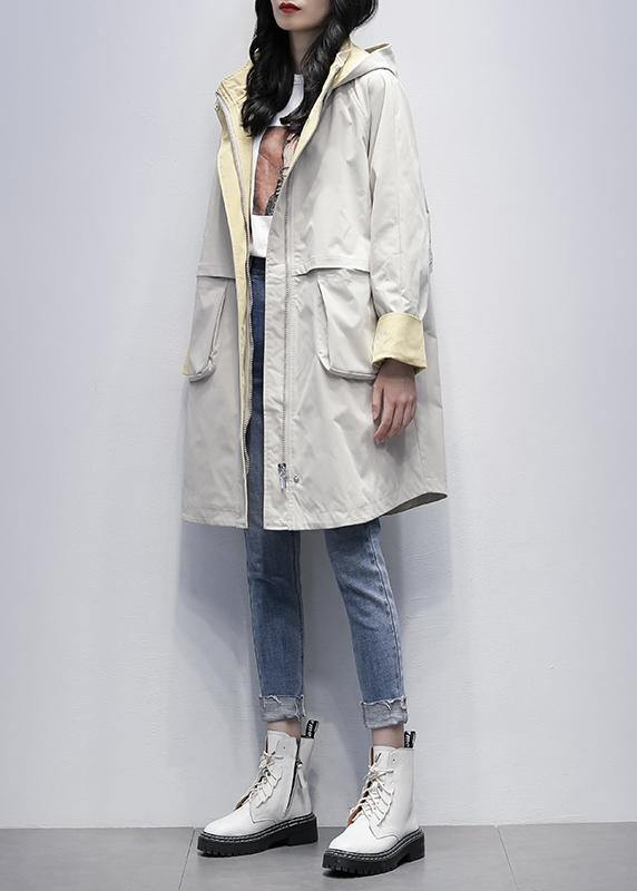 Drune | Kapuzenbuchstaben Mode Kleidung für Frauen beige oversized Mäntel