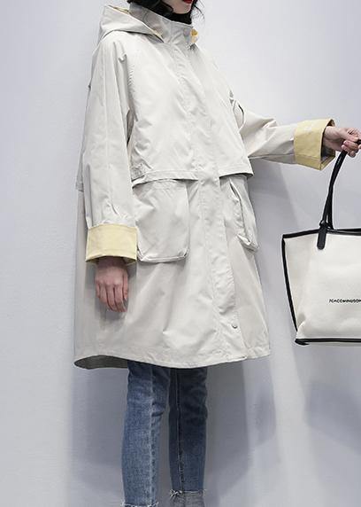 Drune | Kapuzenbuchstaben Mode Kleidung für Frauen beige oversized Mäntel
