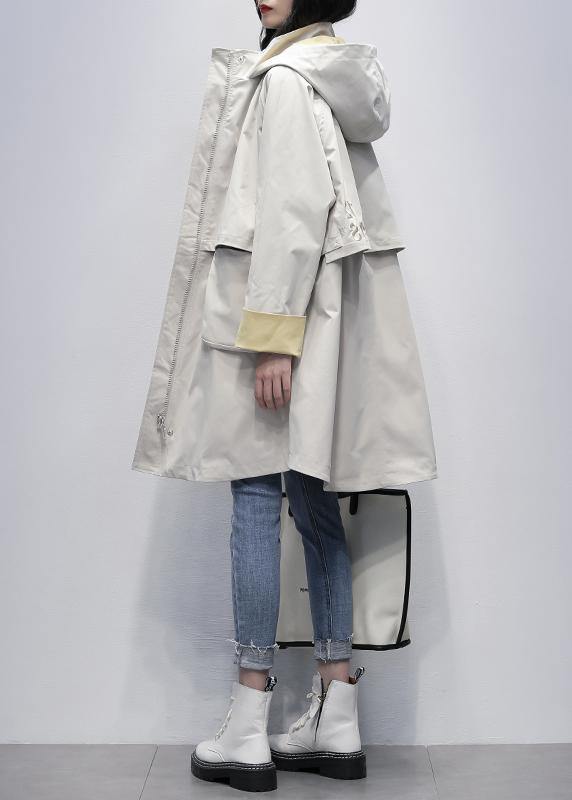 Drune | Kapuzenbuchstaben Mode Kleidung für Frauen beige oversized Mäntel