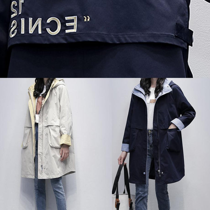 Drune | Kapuzenbuchstaben Mode Kleidung für Frauen beige oversized Mäntel