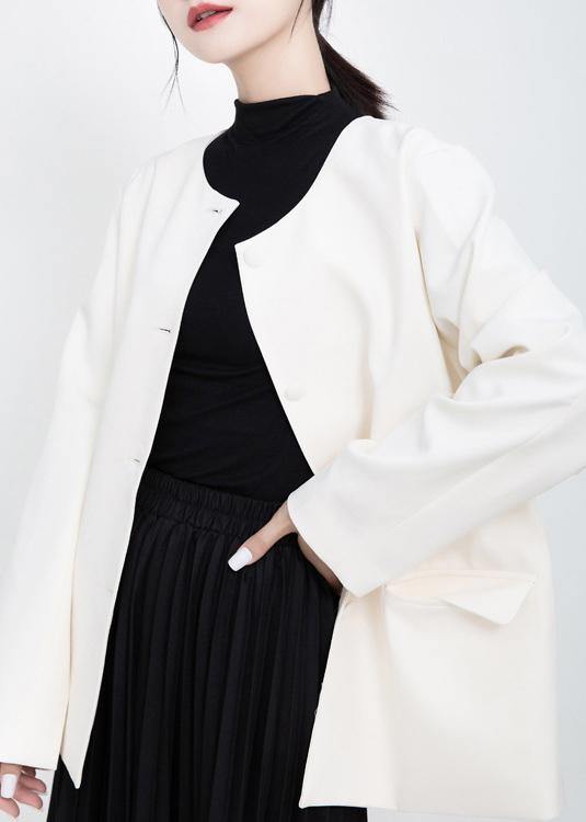 Drune | Langarm-Fashion-Seglerkragen-Outfit Weiß Kniejacken