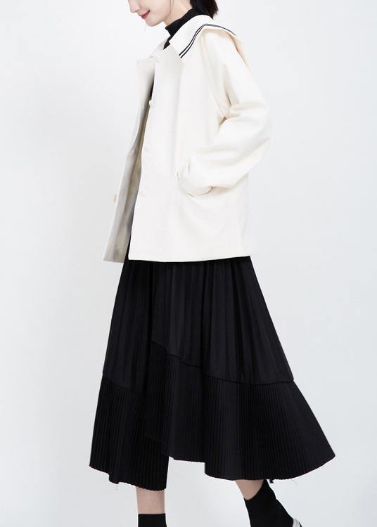 Drune | Langarm-Fashion-Seglerkragen-Outfit Weiß Kniejacken