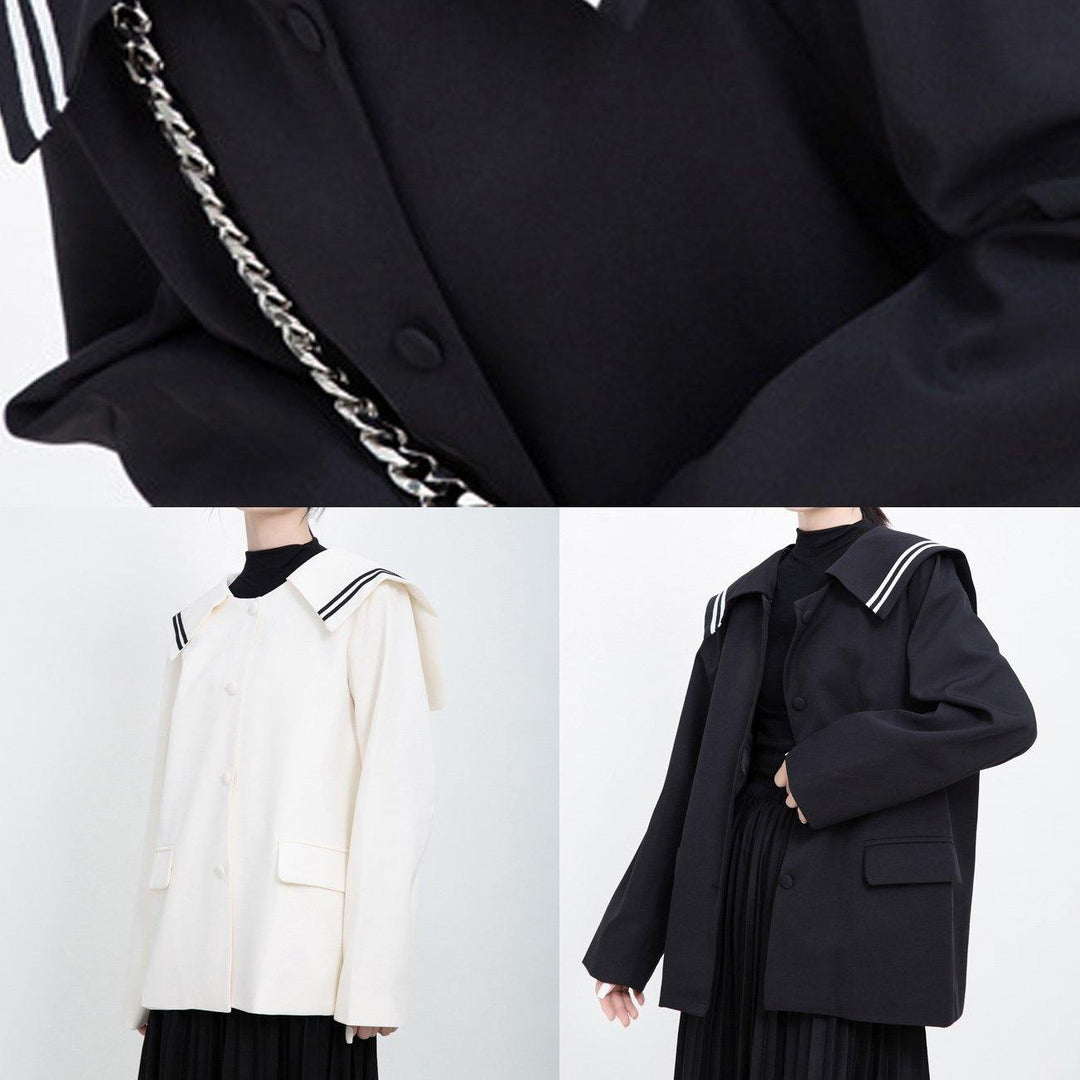 Drune | Langarm-Fashion-Seglerkragen-Outfit Weiß Kniejacken