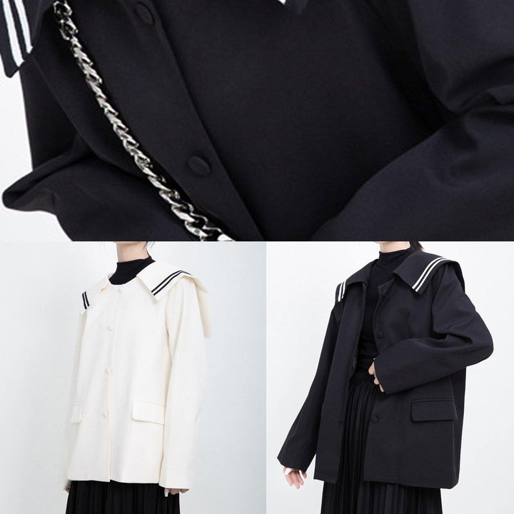Drune | Langarm-Fashion-Seglerkragen-Outfit Weiß Kniejacken