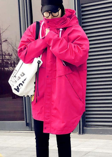 Drune | Oversize Schneejacken Übermantel Rosa Kapuzen Reißverschluss Daunenjacke Damen