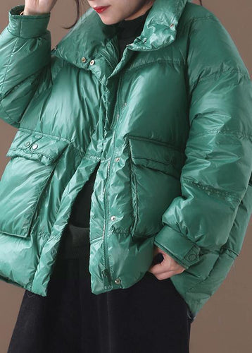 Drune | Plus-Size-Bekleidung Schneejacken Winterübermantel grün Stehkragen Entenfedermantel