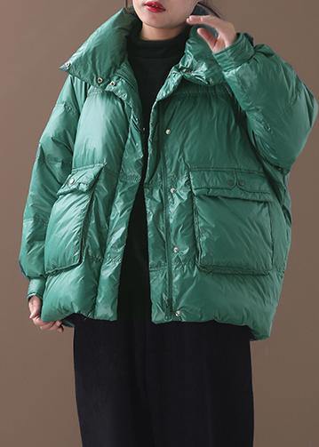 Drune | Plus-Size-Bekleidung Schneejacken Winterübermantel grün Stehkragen Entenfedermantel