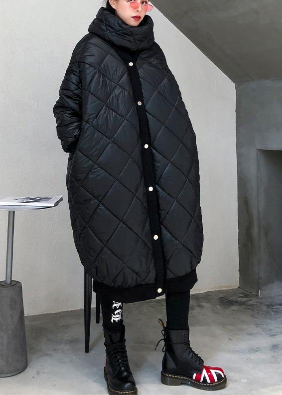 Drune | Plus-Size-Jacke Wintermäntel Schwarz V-Ausschnitt Dicke Winter-Parkas