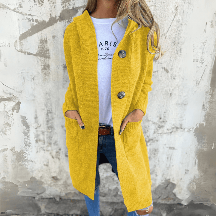 Drune | Eleganter langer schwarzer Cardigan für Damen Charlotte Kollektion