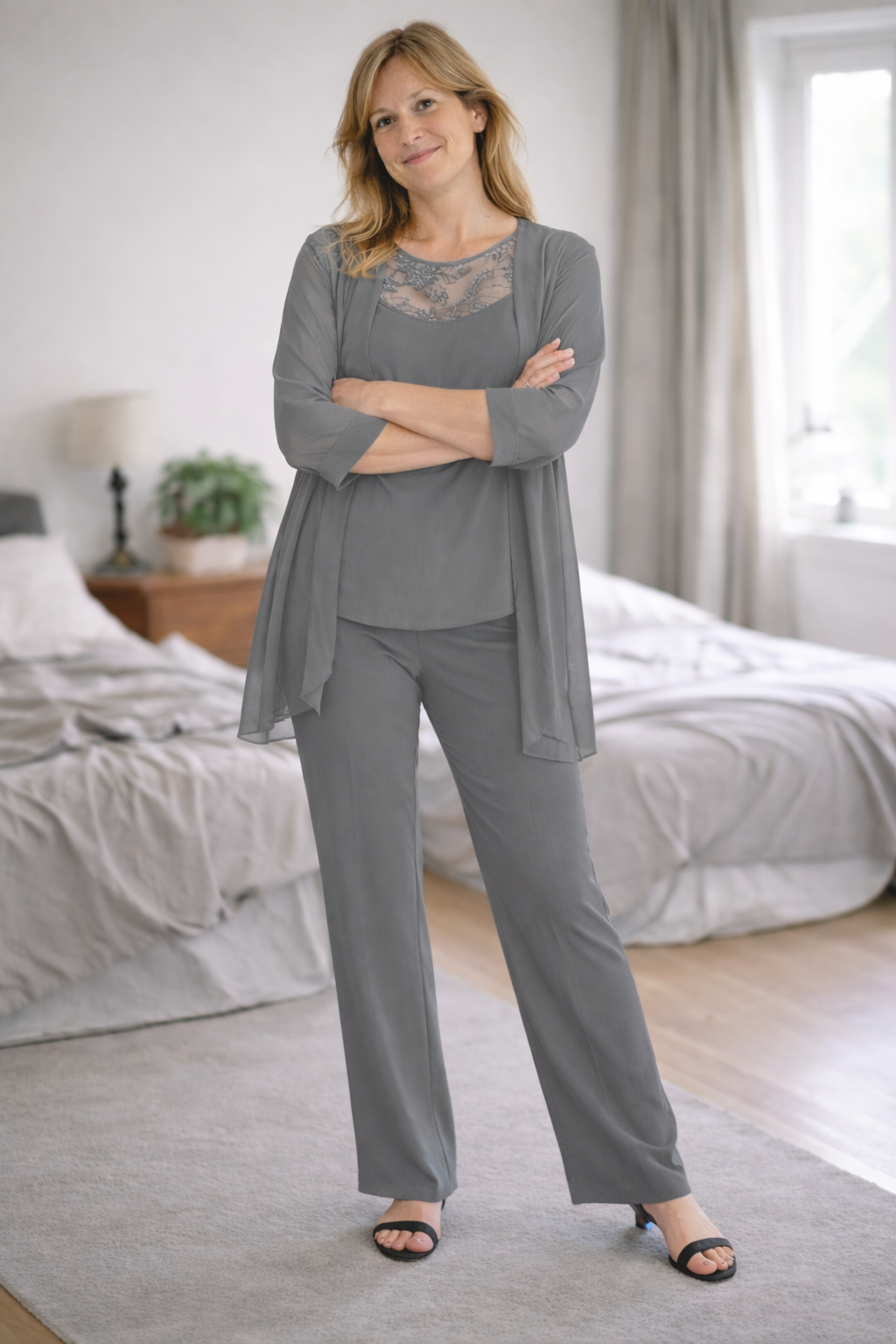 Drune Damen Dreiteiler Anzug Set Blazer Hose Weste