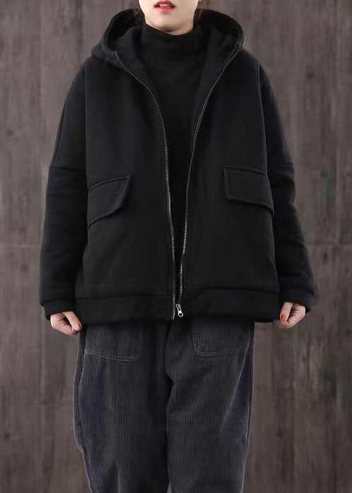Drune | lässige Winterjacke Patchwork Mäntel rot kurz mit Kapuze Übermantel