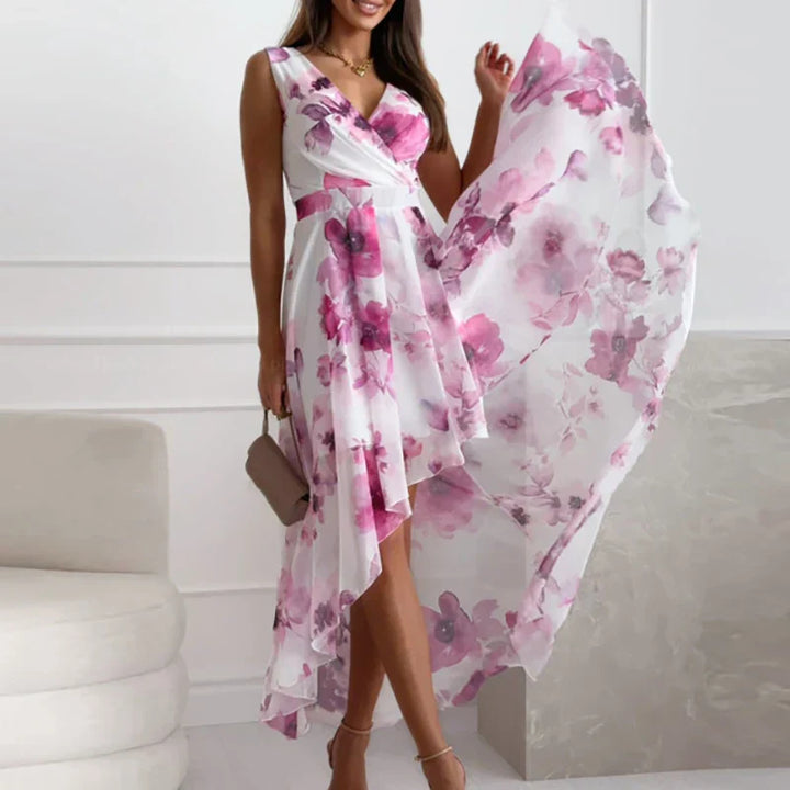 Drune | Elegantes Maxikleid Mit Blumenmuster Und V-ausschnitt