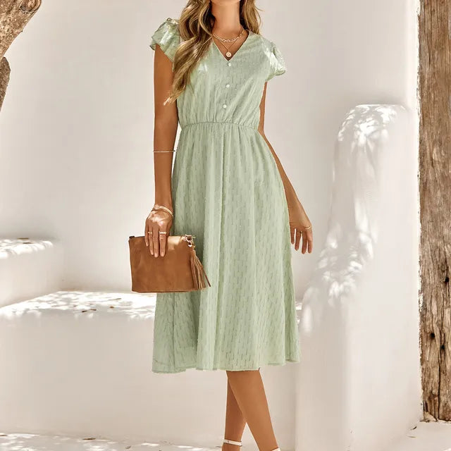 Drune | Elegantes Midi Kleid Mit V-ausschnitt
