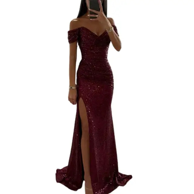 Drune | Kleid Elegant Off-Shoulder Abendkleid