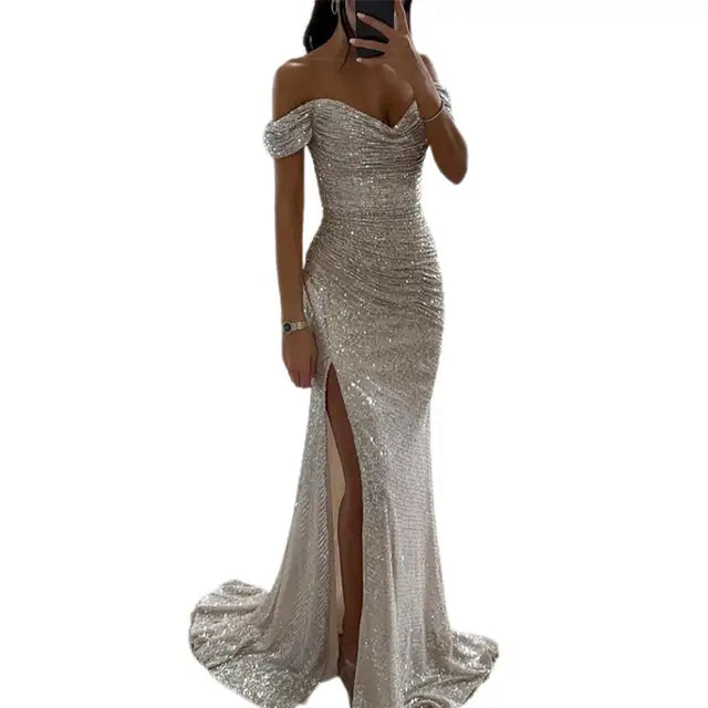 Drune | Kleid Elegant Off-Shoulder Abendkleid