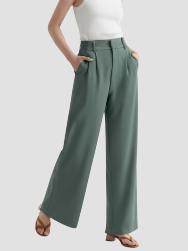 Drune | Elegante Damen Stoffhose mit weitem Bein und hoher Taille