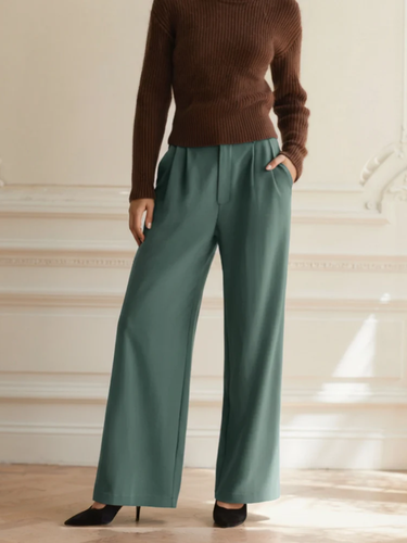 Drune | Elegante Damen Stoffhose mit weitem Bein und hoher Taille