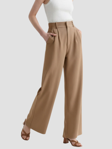 Drune | Elegante Damen Stoffhose mit weitem Bein und hoher Taille