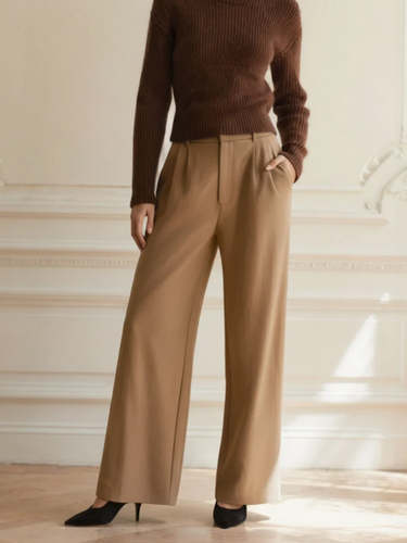 Drune | Damen Stoffhose mit Weitem Bein und Hoher Taille