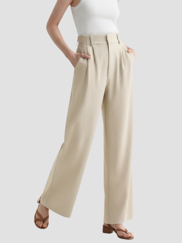 Drune | Elegante Damen Stoffhose mit weitem Bein und hoher Taille