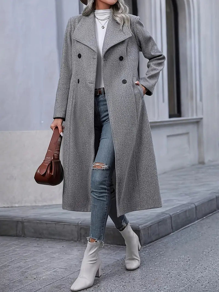 Drune | Damen Lange Winterjacke mit Doppelter Knopfleiste und Reverskragen