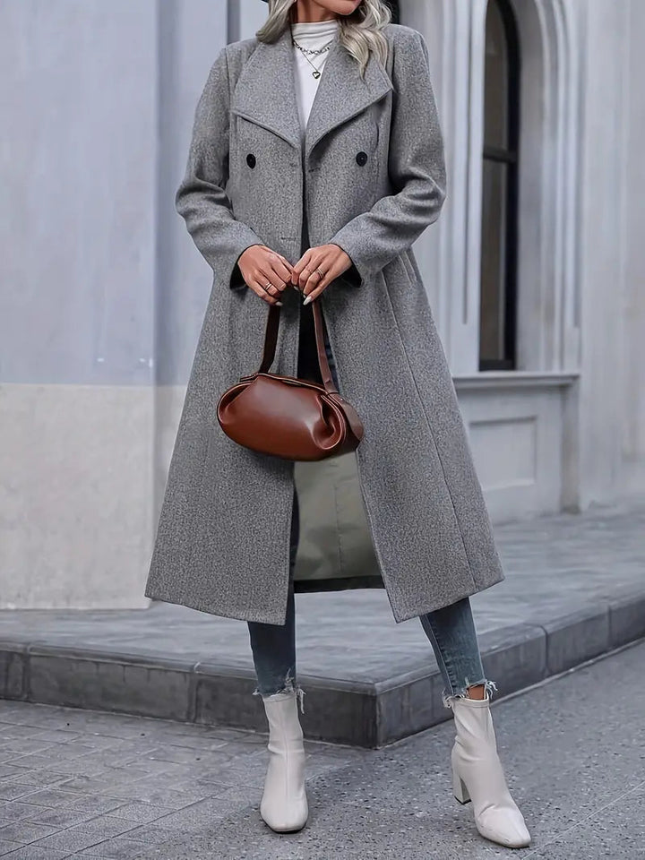 Drune | Damen Lange Winterjacke mit Doppelter Knopfleiste und Reverskragen