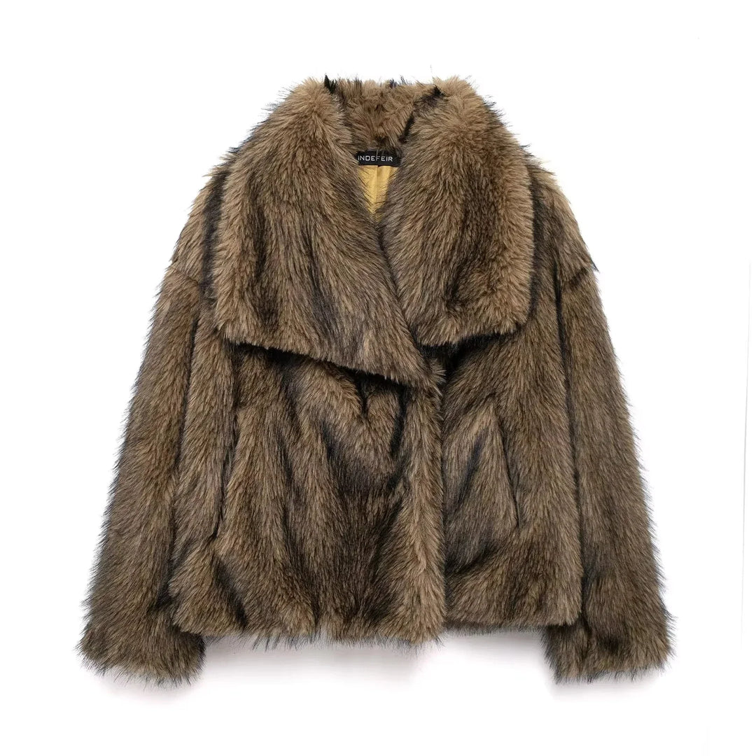 Drune | Damenmantel Winter - Langer Faux-Fellmantel