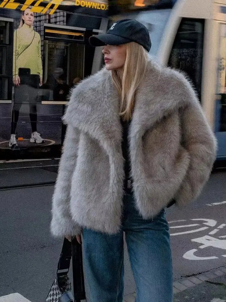 Drune | Damenmantel Winter - Langer Faux-Fellmantel