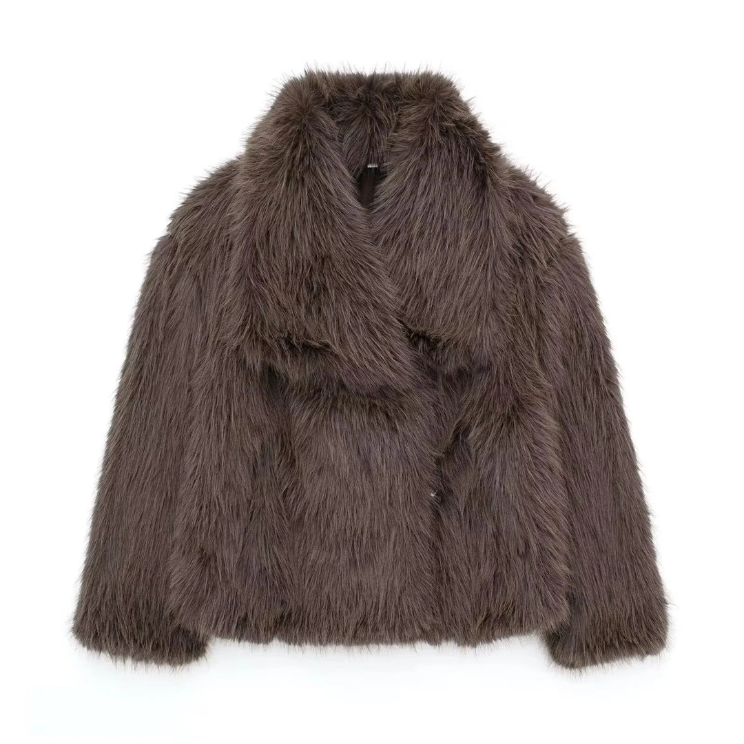 Drune | Damenmantel Winter - Langer Faux-Fellmantel