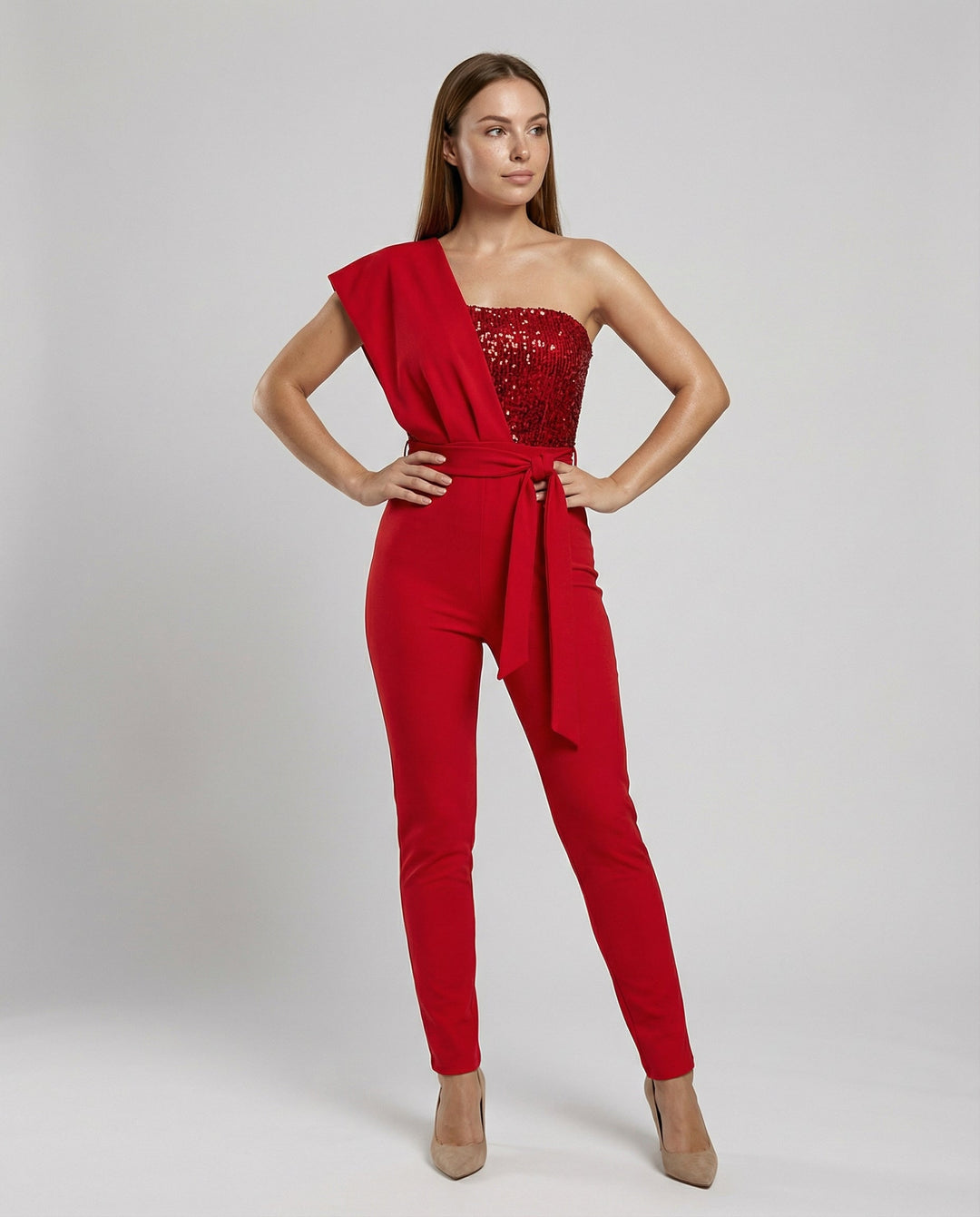 Patchwork Pailletten Jumpsuit Damen Drune