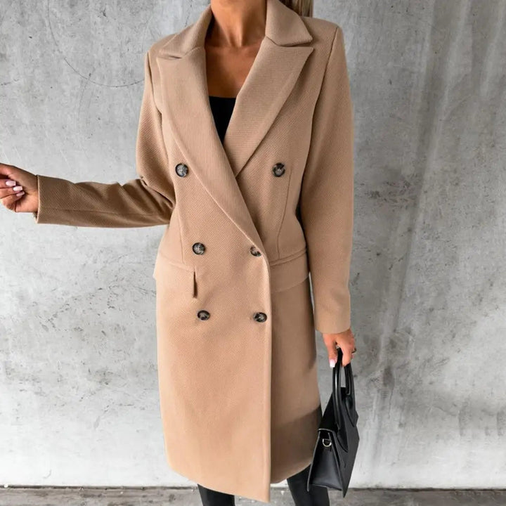 Drune | Damen Langer Trenchcoat mit Doppelknöpfen und Langen Ärmeln