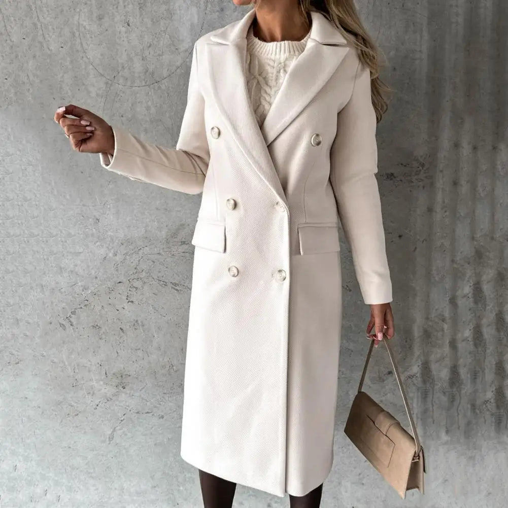 Drune | Damen Langer Trenchcoat mit Doppelknöpfen und Langen Ärmeln